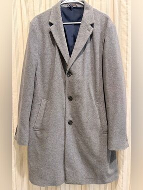 Tommy Hilfiger Button Detail Gray Wool-Blend Pea Coat
